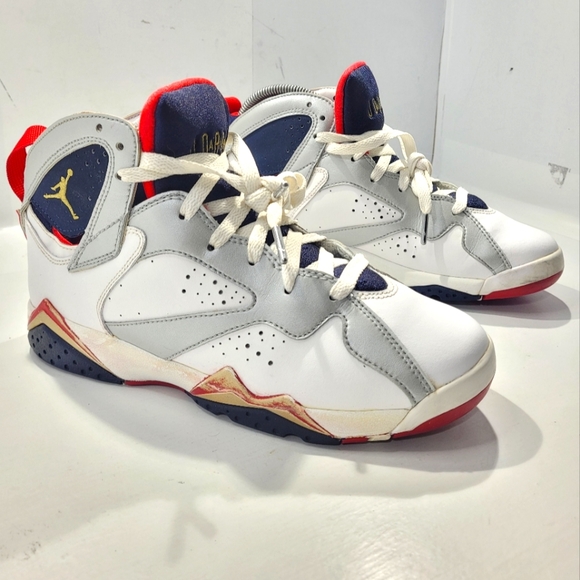 NIKE AIR JORDAN 7 RETRO OLYMPIC 2012 HIGH YOUTH SHOES SIZE 7Y/W 8.5 [304774-135] - Picture 1 of 15